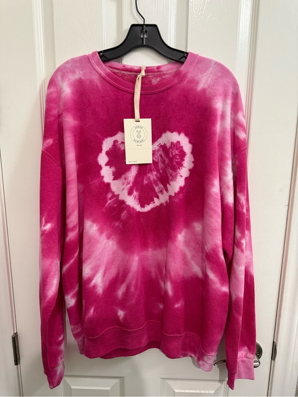 Urban Renewal Hot Pink and White Tie-Dye Crewneck
